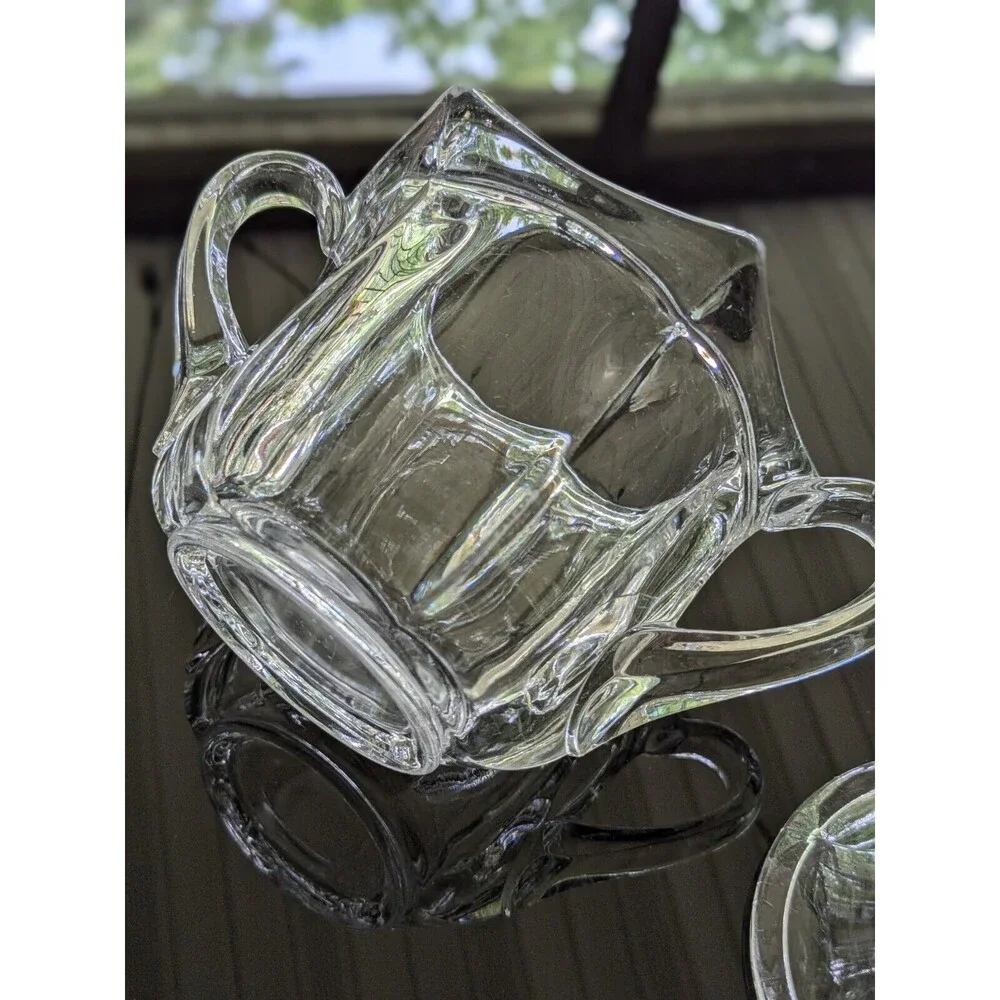 IMPERIAL GLASS-OHIO Old Williamsburg Glass Sugar Bowl Dish Clear Double Handles